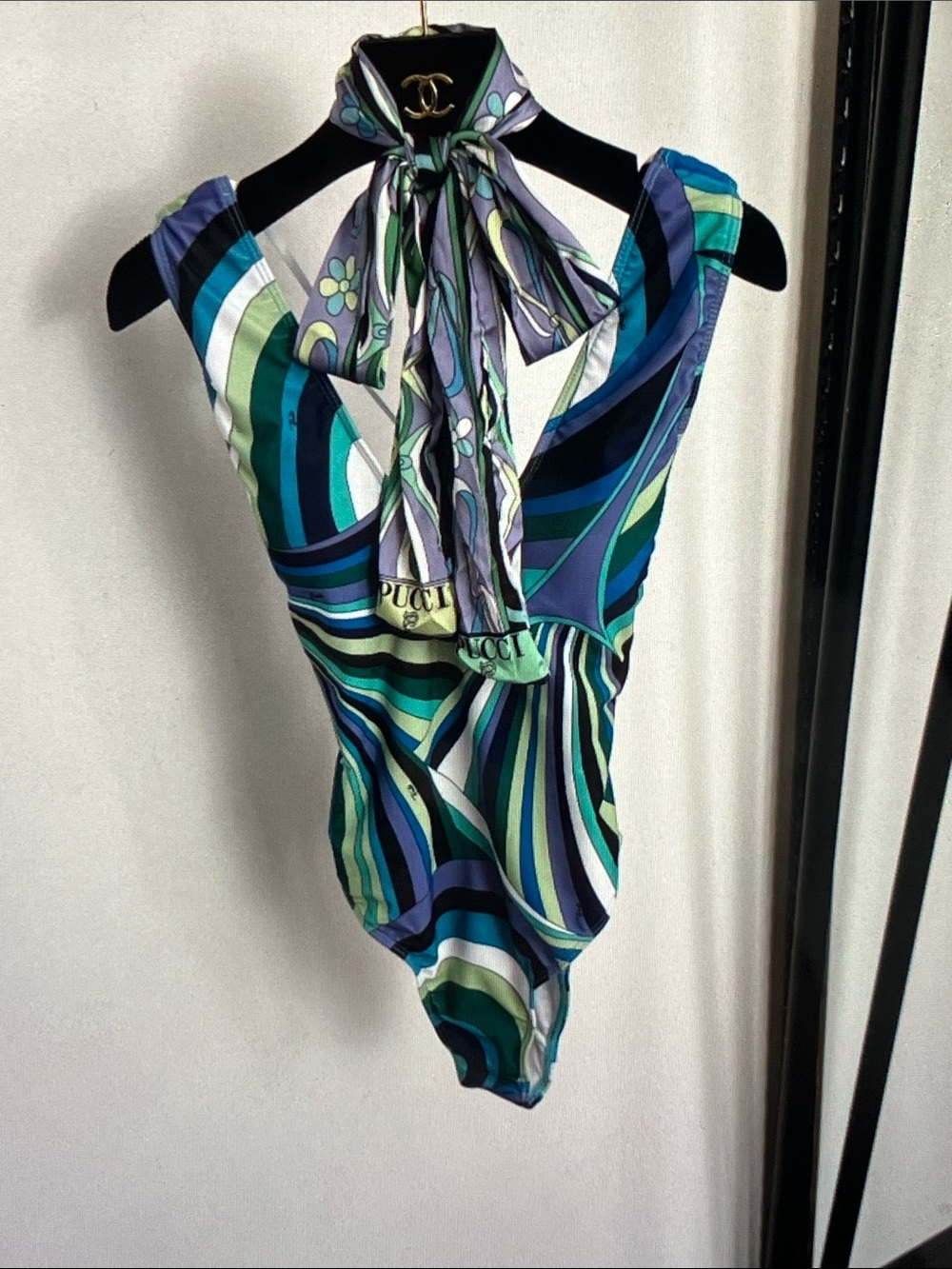 Emilio Pucci Blue Green Multi-Print Kids One-Piece